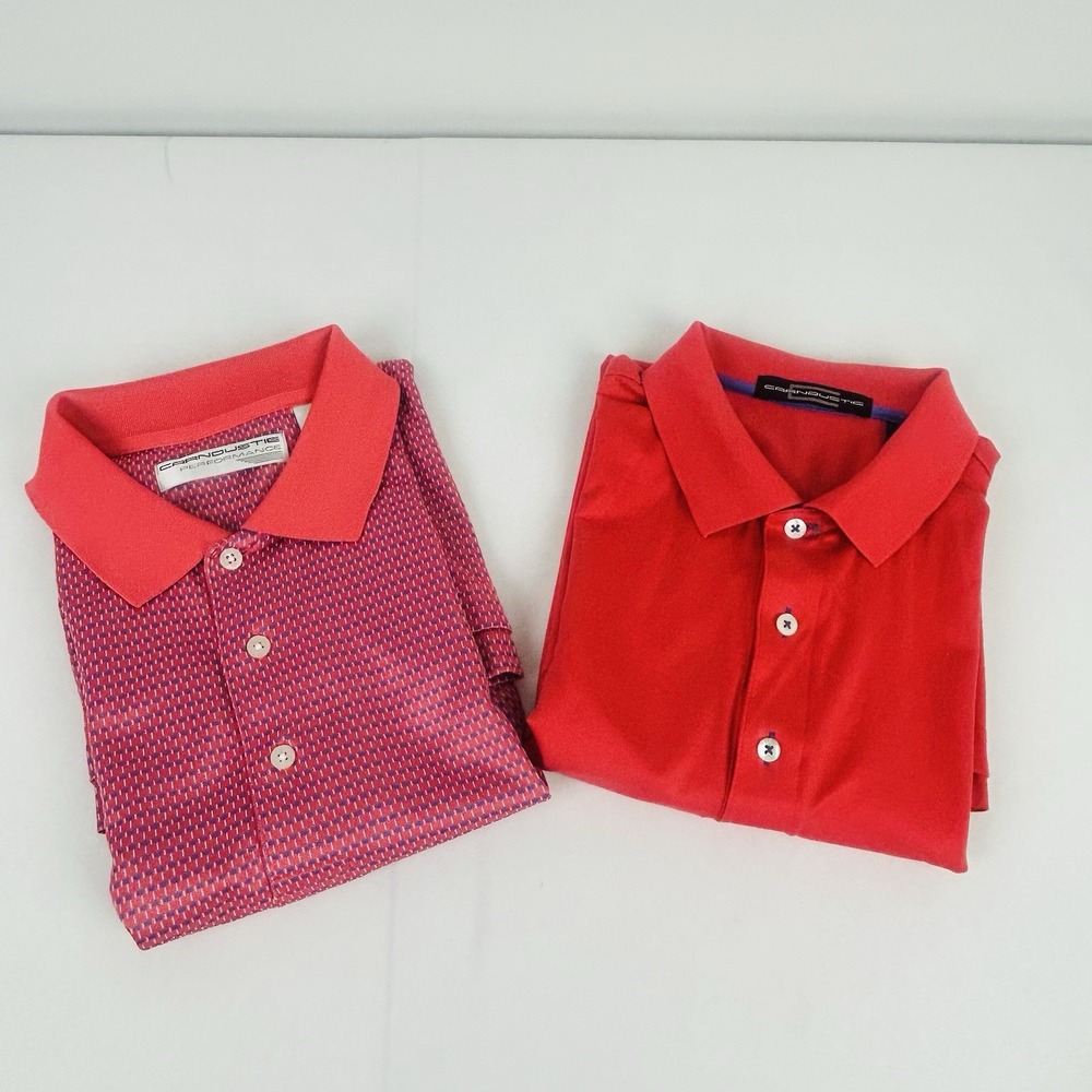 Lot of 2 Carnoustie Golf Polo Men's Large Red/Cotton Red/Blue/Poly Performance